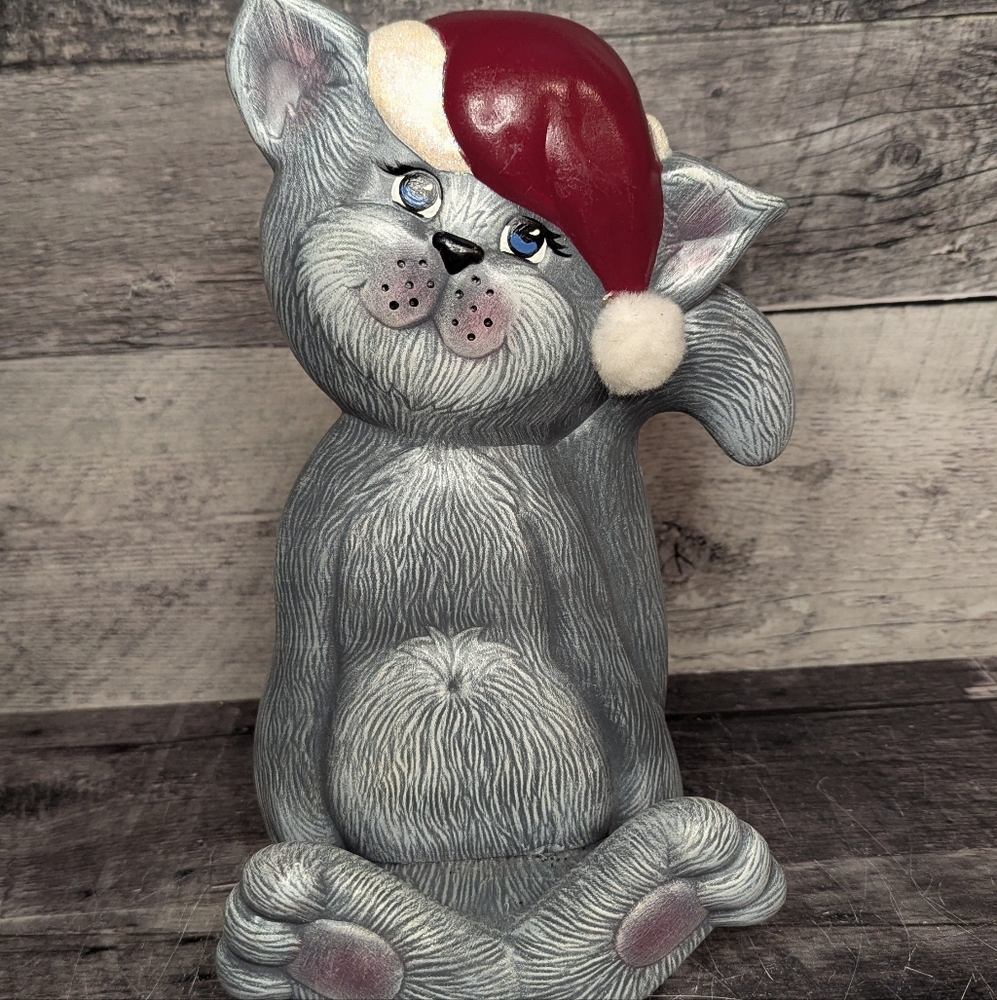 Gray Christmas Cat Card/Book Holder